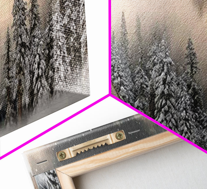 Midnight Chapel Light – Framed Canvas Print – Christian Wall Art – Framed Christmas Art – Christian Christmas Decorations – Panoramic Art –