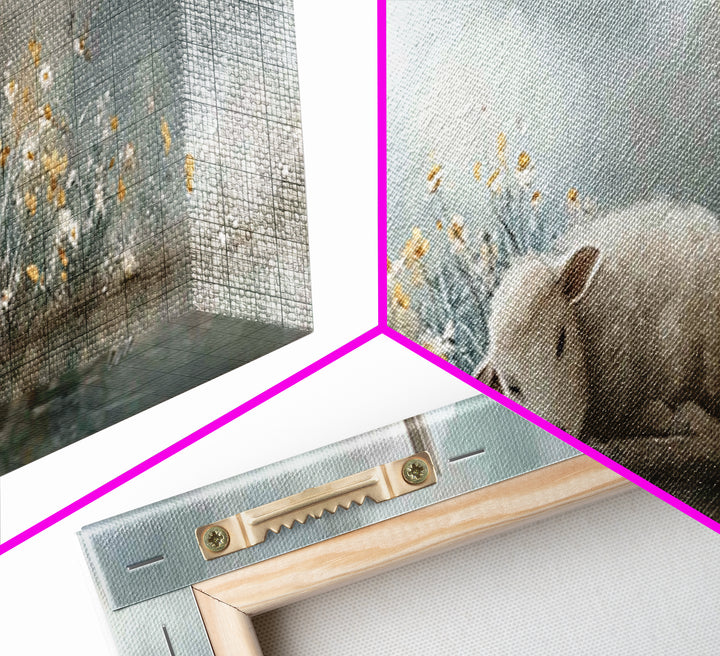 Gentle Lamb Peace, Framed Canvas Print, Christian Art Canvas, Panoramic Wall Art, Christian Painting, Christmas Art, Christian Gift Ideas