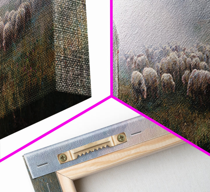 Morning Shepherd Peace, Framed Canvas Print, Jesus Painting, Christian Art Canvas, Pastoral Christian Art, Panoramic Art, Christian Gift Id
