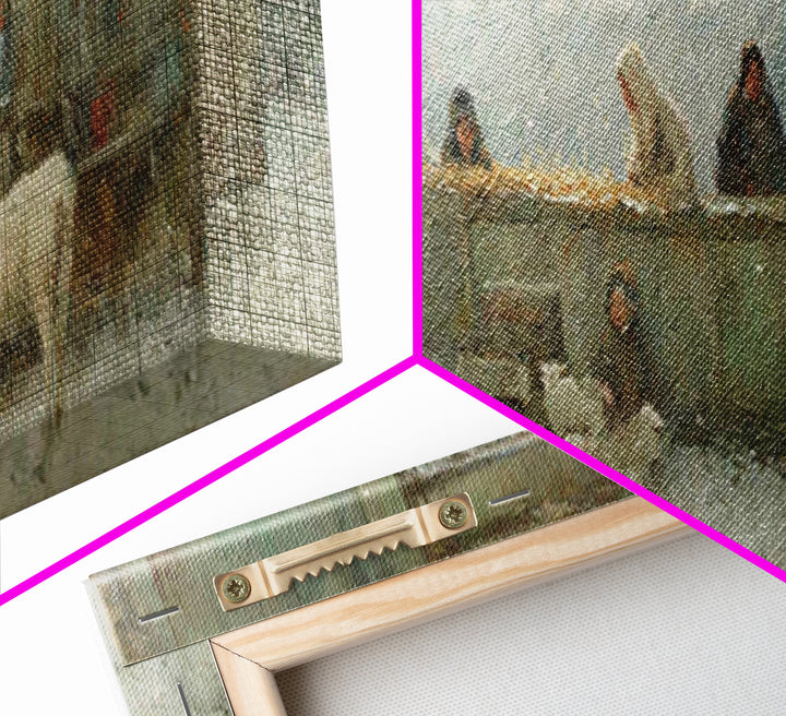 Silent Stable Light – Framed Canvas Print – Panoramic Art – Christian Wall Art – Christian Art Canvas – Christmas Art – Jesus Painting – Ch