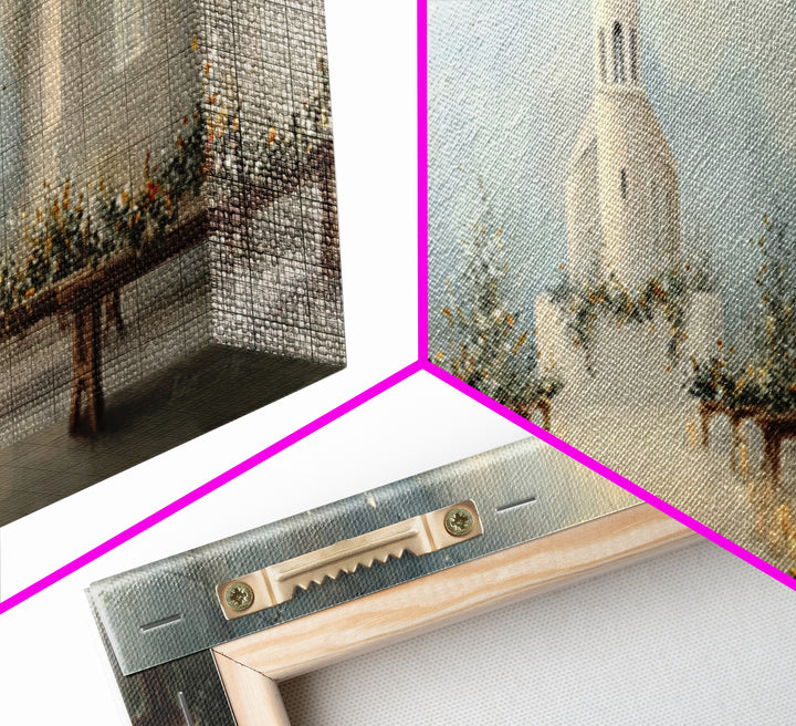 Quiet Church Reverence | Framed Canvas Print | Christian Art | Christmas Wall Art | Panoramic Painting | Christian Art Work | Christian Chr