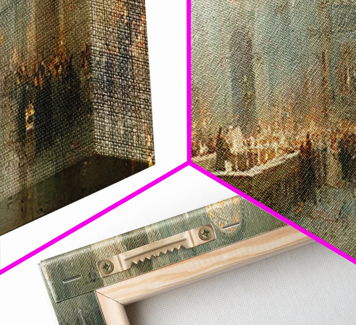 Gathered In Worship – Framed Canvas Print – Christian Wall Art – Panoramic Frame – Christmas Art – Christian Art Canvas – Christian Christm