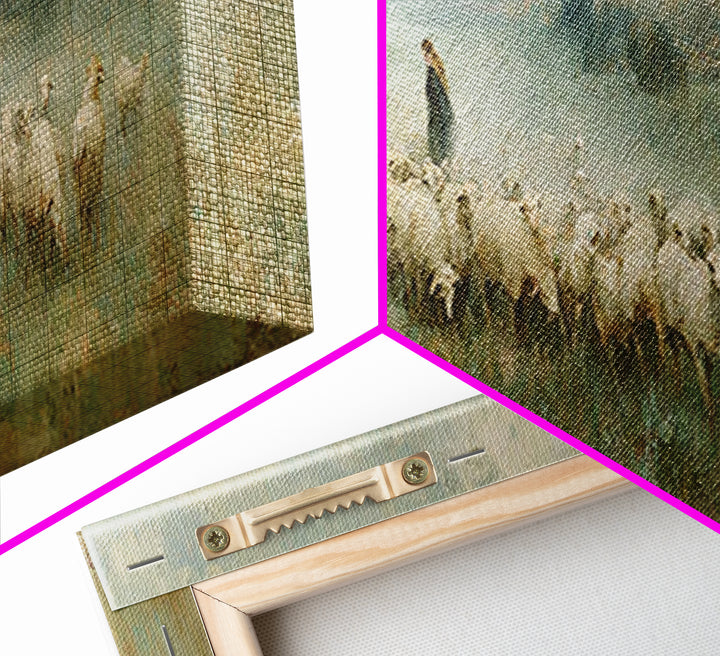Shepherd’s Calm | Framed Canvas Print | Christian Art Canvas | Panoramic Wall Art | Jesus Painting | Christian Christmas Art | Christian De