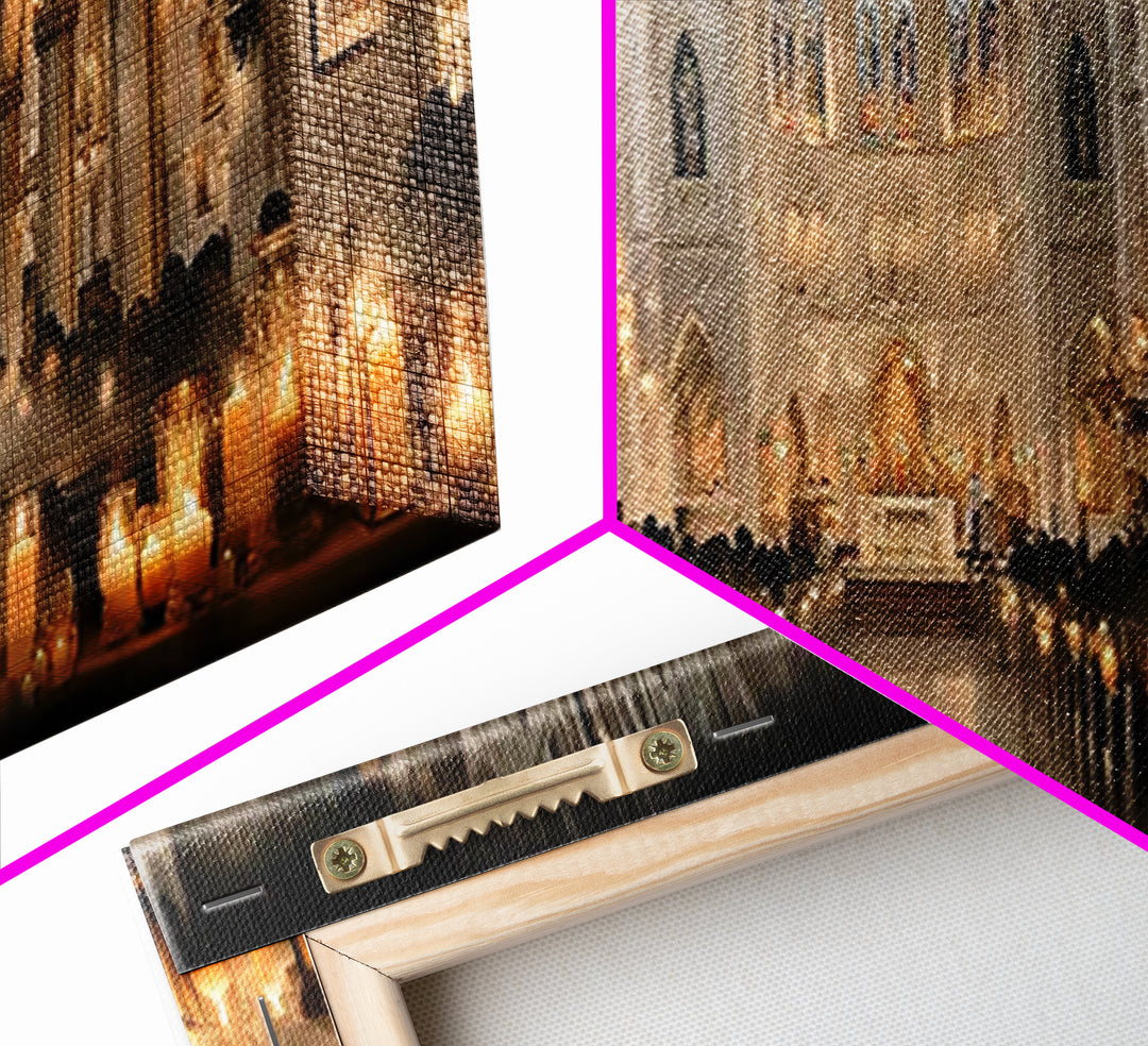 Cathedral Candle Vigil – Framed Canvas Print – Christian Wall Art – Panoramic Painting – Christian Christmas Art – Christian Art Canvas – C