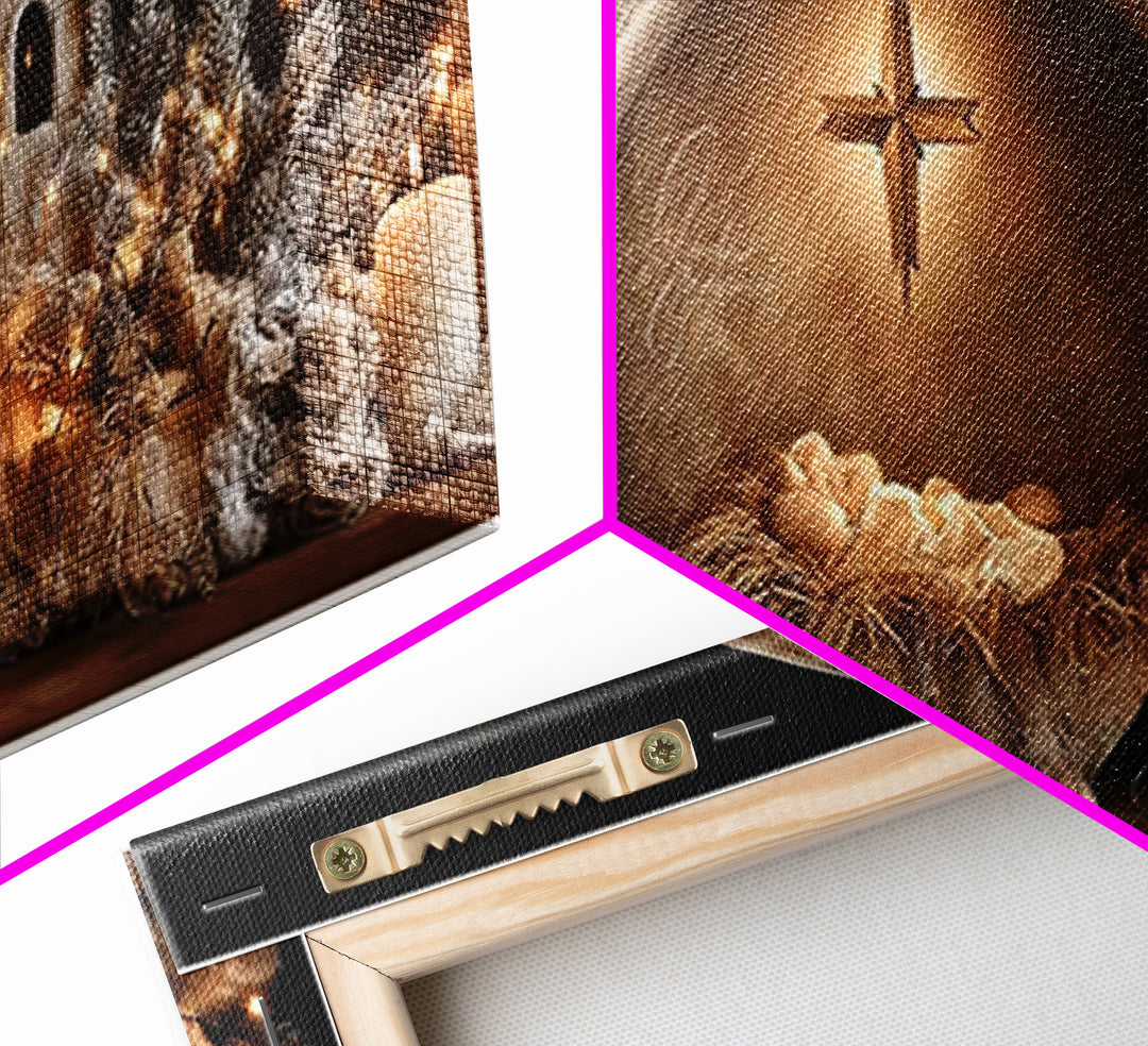 Holy Night Glow – Framed Canvas Print – Christian Wall Art – Panoramic Art – Christian Christmas Art – Christian Art Canvas – Christmas Art