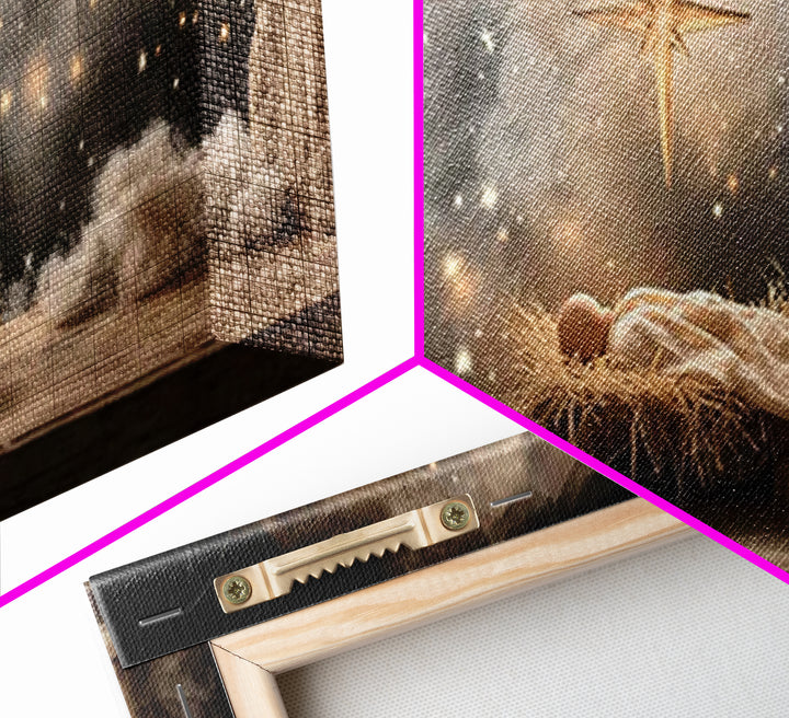 Star Of Bethlehem | Framed Canvas Print | Christmas Art | Panoramic Wall Art | Jesus Christmas Art | Christian Wall Art | Christian Art Can