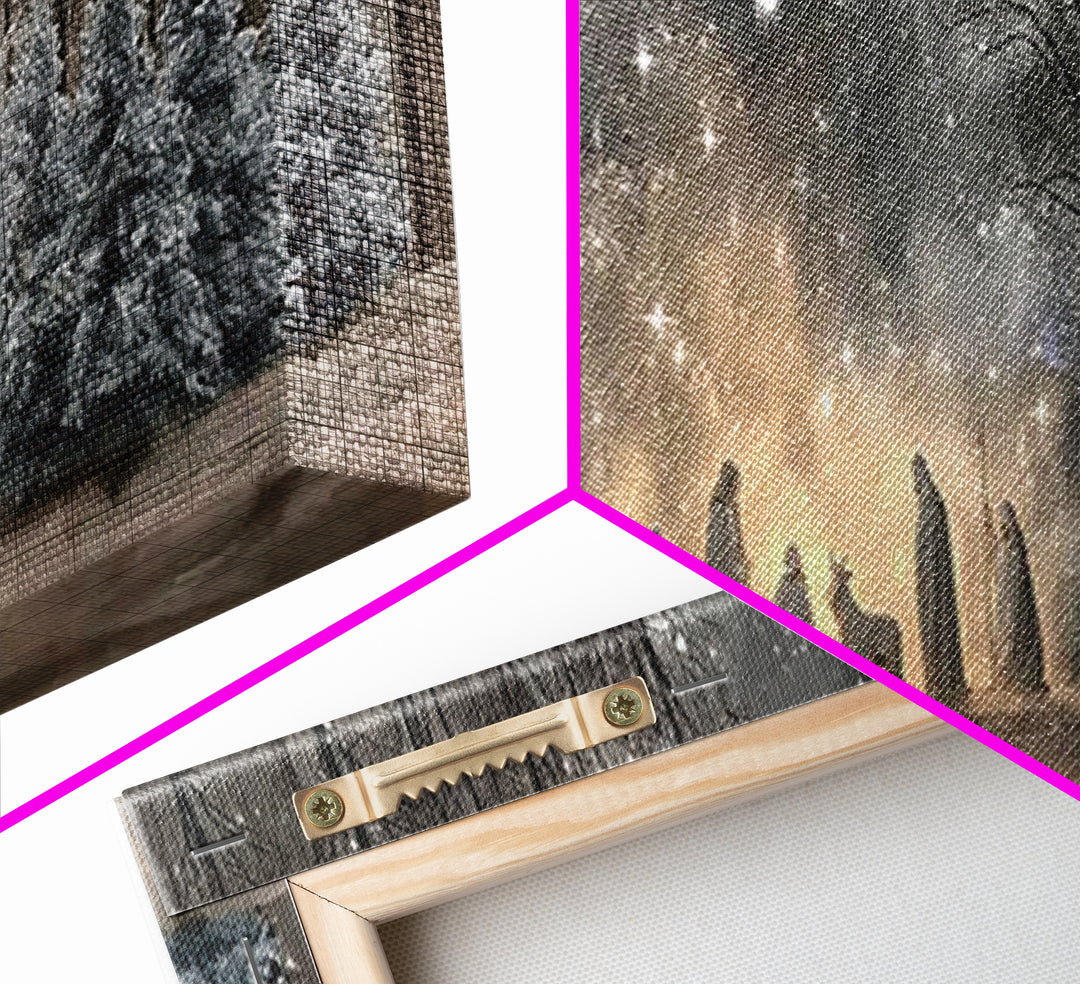 Midnight Nativity Glow – Framed Canvas Print – Christian Wall Art – Christian Art Canvas – Jesus Christmas Art – Panoramic Wall Art – Chris