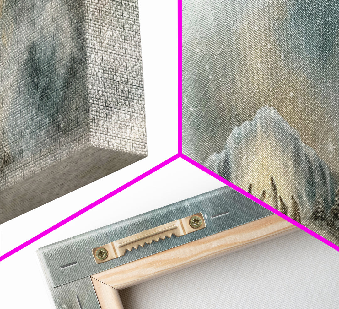 Starry Mountain Birth – Framed Canvas Print – Christian Christmas Art – Christian Art Canvas – Jesus Painting – Panoramic Frame – Christian