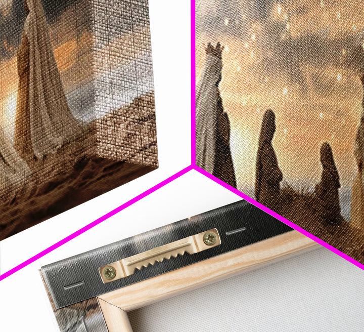 Sandy Nativity Horizon – Framed Canvas Print – Christian Christmas Art – Christian Art Canvas – Jesus Wall Art – Panoramic Art – Christian