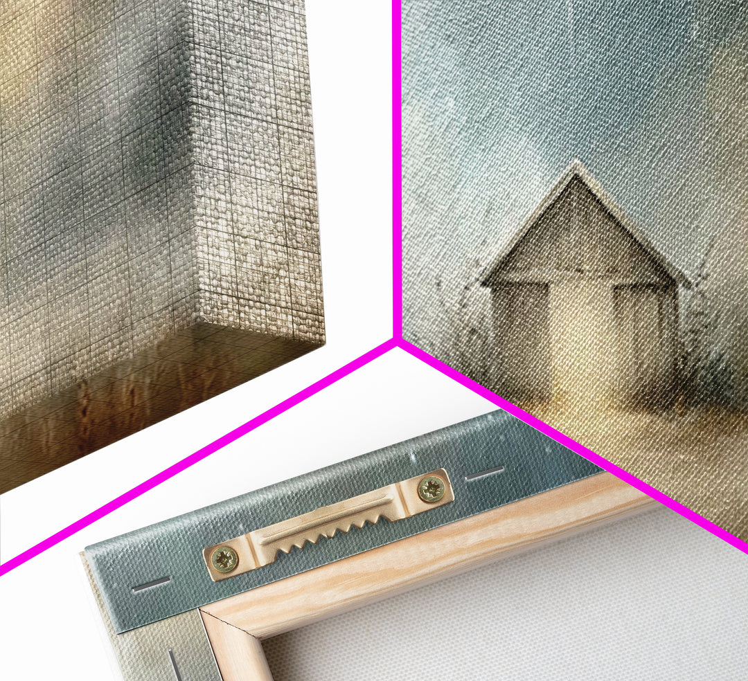 Starry Night Manger | Framed Canvas Print | Christian Wall Art | Panoramic Painting | Christmas Wall Art | Jesus Painting