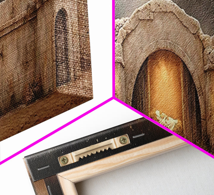 Radiant Stable Peace – Framed Canvas Print – Christian Wall Art – Panoramic Frame – Christmas Art – Christian Art Canvas – Jesus Painting