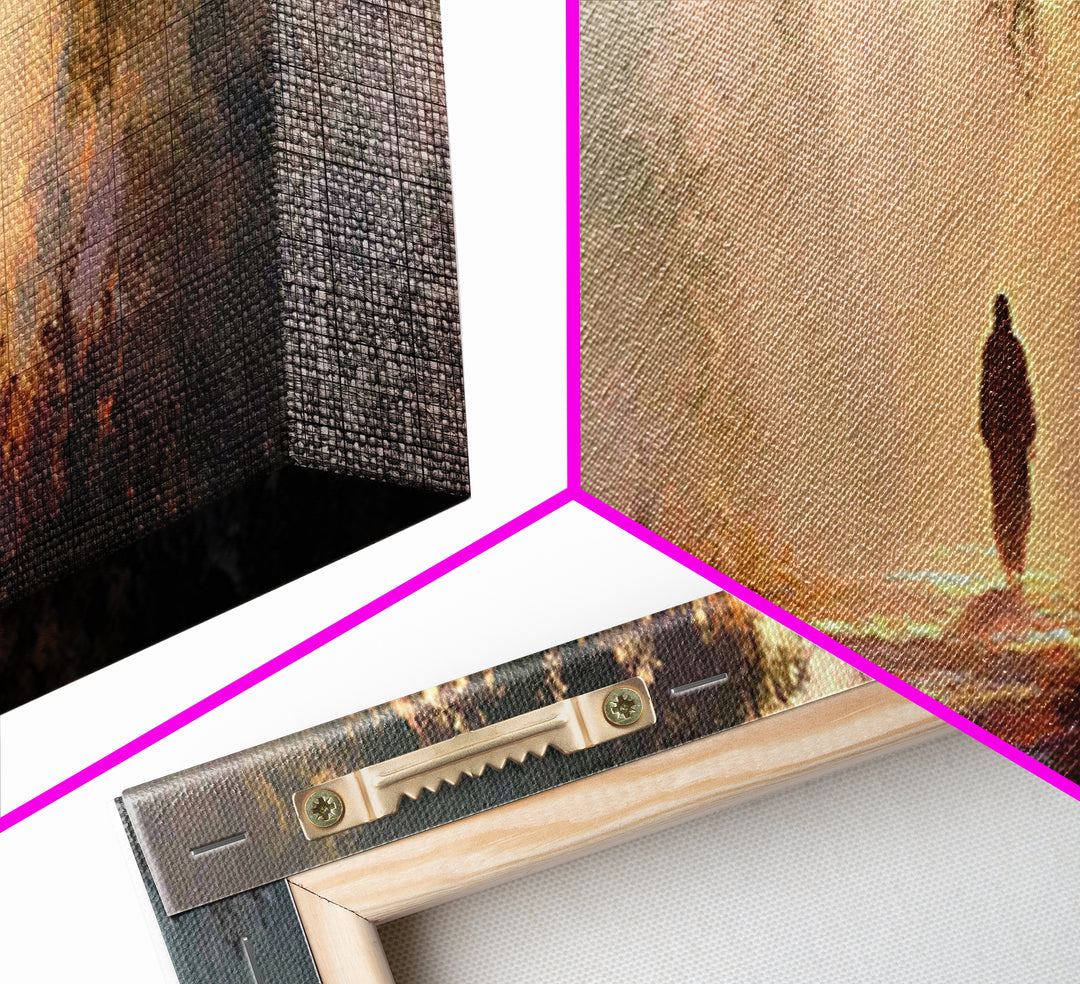 Radiant Woodland Path | Framed Canvas Print | Panoramic Art | Jesus Painting | Christian Art Canvas | Moody Christian Art | Christian Wall