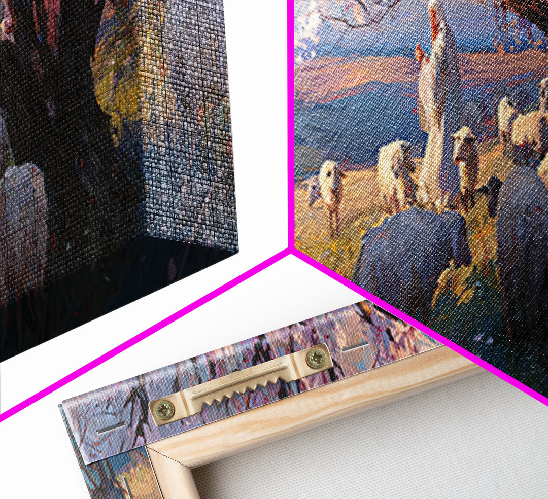 The Shepherd’s Quiet – Framed Canvas Print – Jesus Painting – Christian Wall Art – Panoramic Art – Christian Christmas Art – Christian Art