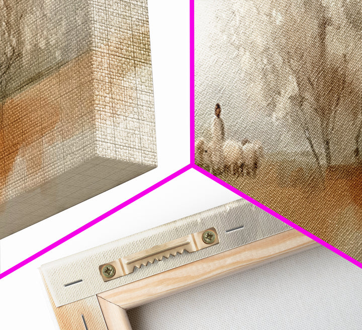Meadow Of Promise, Framed Canvas Print, Panoramic Art, Christian Wall Art, Jesus Painting, Christian Art Canvas, Christian Christmas Art