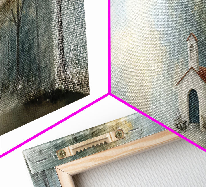 Forest Chapel Peace, Framed Canvas Print, Panoramic Art, Christian Art Canvas, Christian Wall Art, Christian Christmas Art, Christian Paint