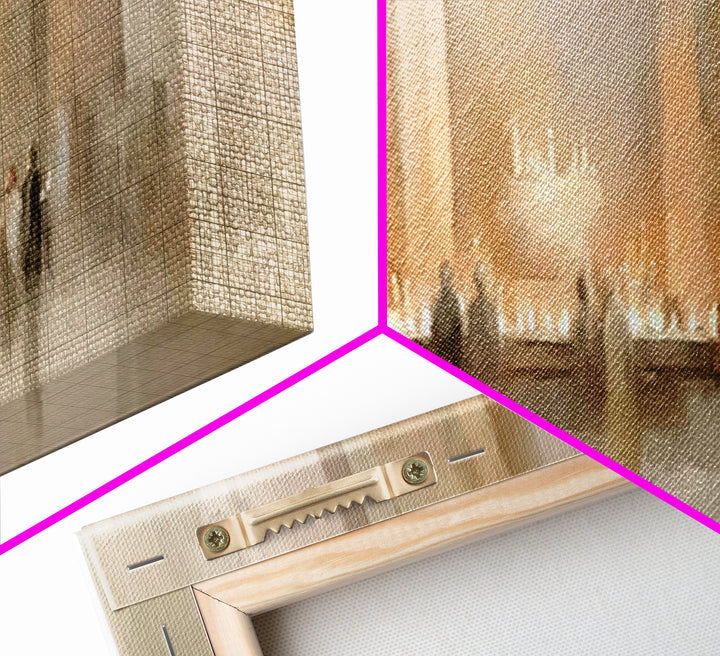 Sacred Candle Gathering | Framed Canvas Print | Christian Wall Art | Christian Christmas Art | Panoramic Wall Art | Christian Art Canvas
