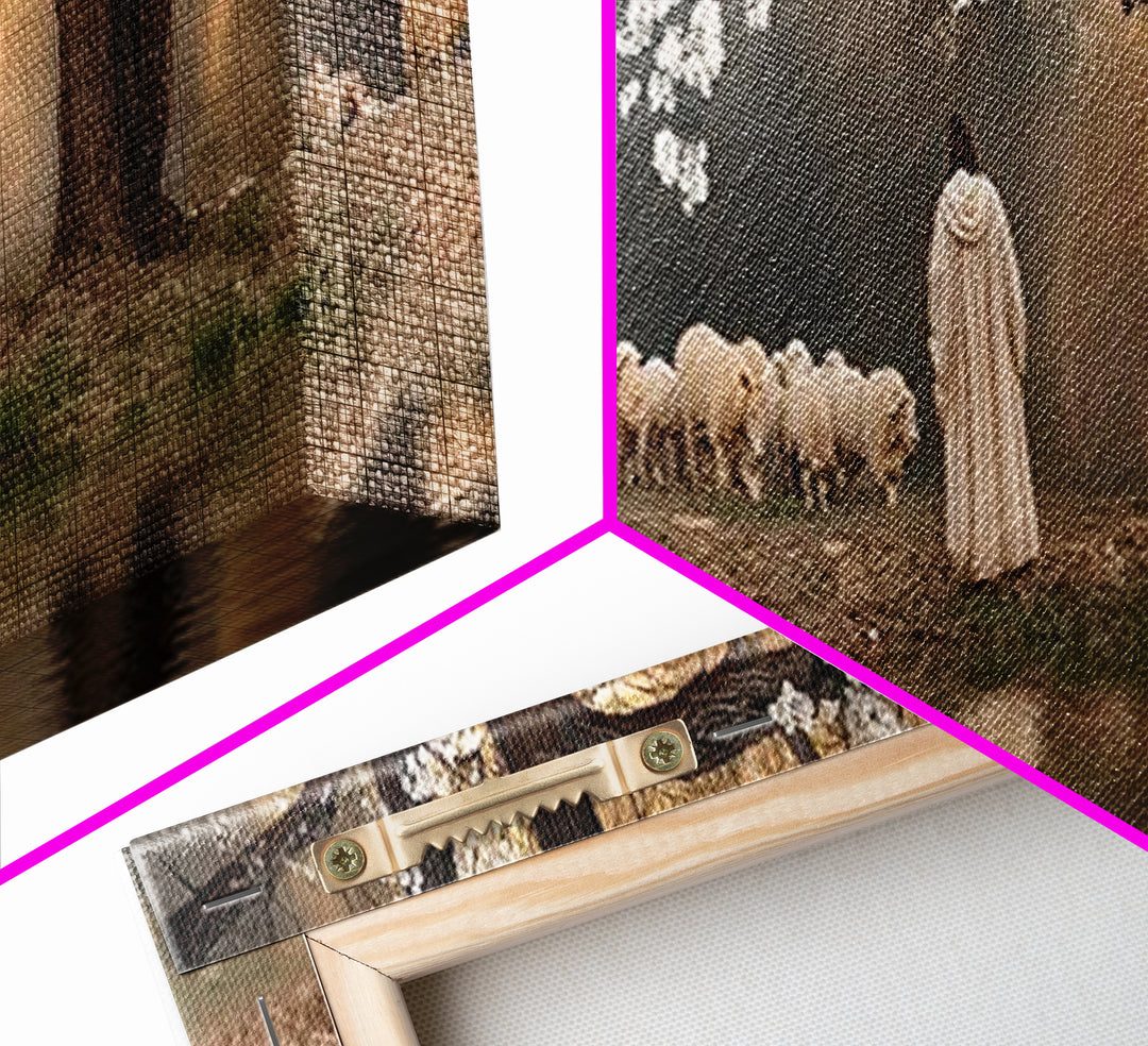 Shepherd’s Quiet Dawn, Framed Canvas Print, Christian Wall Art, Panoramic Print, Jesus Painting, Christian Art Canvas, Christian Gift Ideas