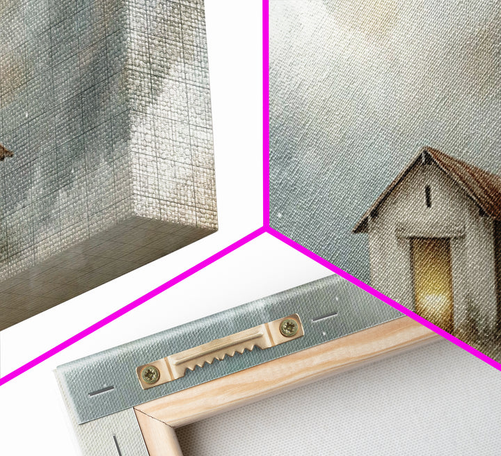 Midnight Stable Peace | Framed Canvas Print | Panoramic Painting | Christian Art Canvas | Christmas Wall Art | Christian Christmas Decor |