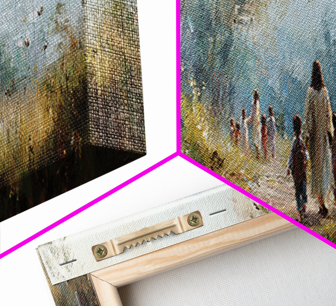 Garden Walk Hope | Framed Canvas Print | Panoramic Art | Christian Wall Art | Jesus Art Print | Christian Decor | Christian Gift Ideas