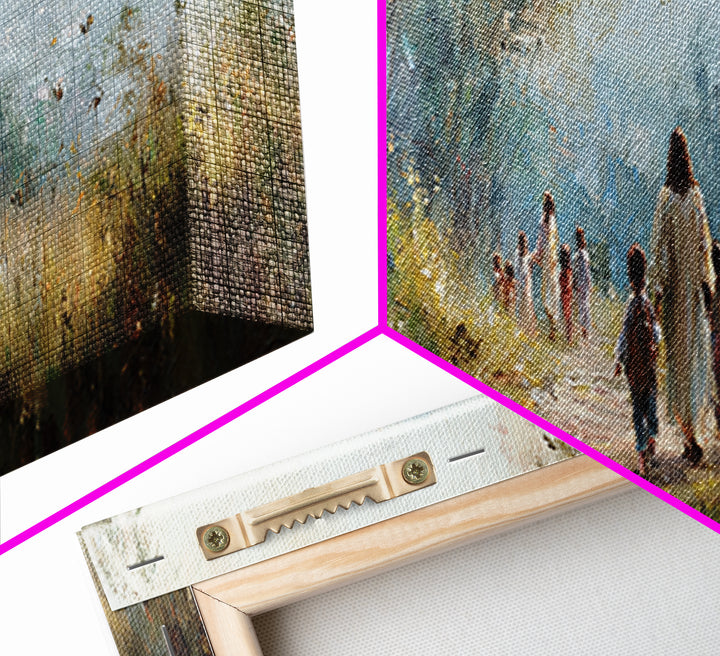 Garden Walk Hope | Framed Canvas Print | Panoramic Art | Christian Wall Art | Jesus Art Print | Christian Decor | Christian Gift Ideas