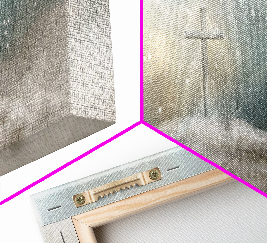 Cross Of Stillness – Framed Canvas Print – Christian Art Print – Panoramic Wall Art – Christmas Art – Christian Decor – Unique Christian Ar