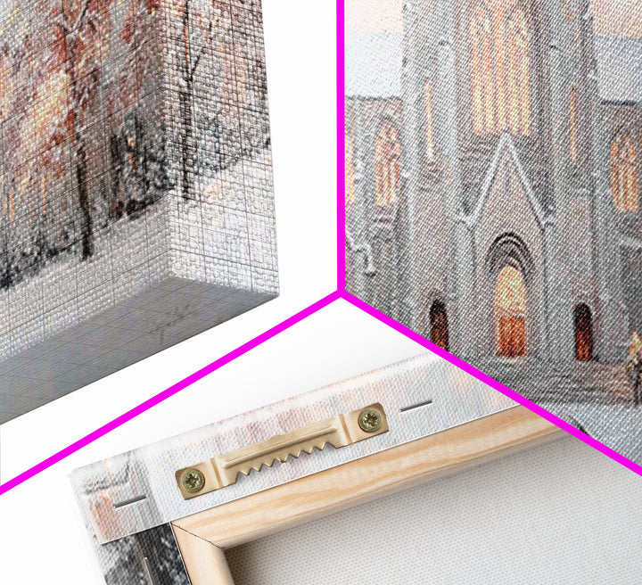 Evening Cathedral Light, Framed Canvas Print, Christian Wall Art, Panoramic Art, Christian Painting, Christmas Art, Framed Christian Art