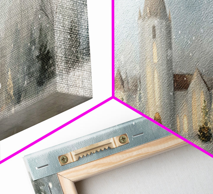 Light Of The Chapel – Framed Canvas Print – Christian Wall Art – Panoramic Painting – Christmas Art – Christian Art Canvas – Christian Deco