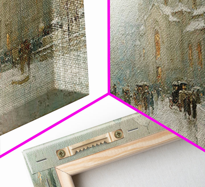 Snowy City Faith, Framed Canvas Print, Christian Art Work, Panoramic Wall Art, Christmas Art Prints, Christian Decor For Home, Modern Chris