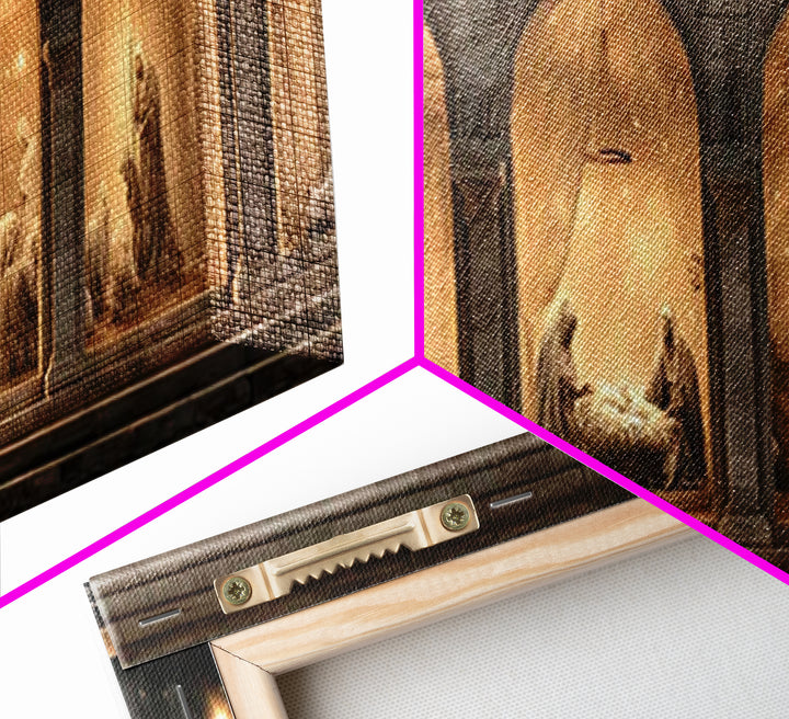 Bethlehem Archway Light - Framed Canvas Print - Panoramic Frame - Christian Art Canvas - Christian Wall Art - Jesus Painting