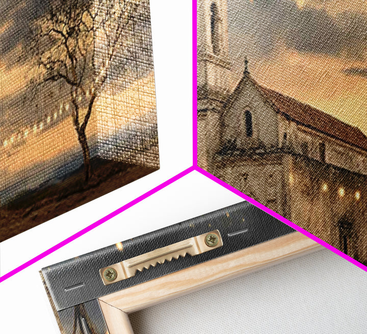 Sunlit Sanctuary, Framed Canvas Print, Christian Wall Art, Panoramic Art, Christian Art Canvas, Christian Christmas Art, Jesus Painting