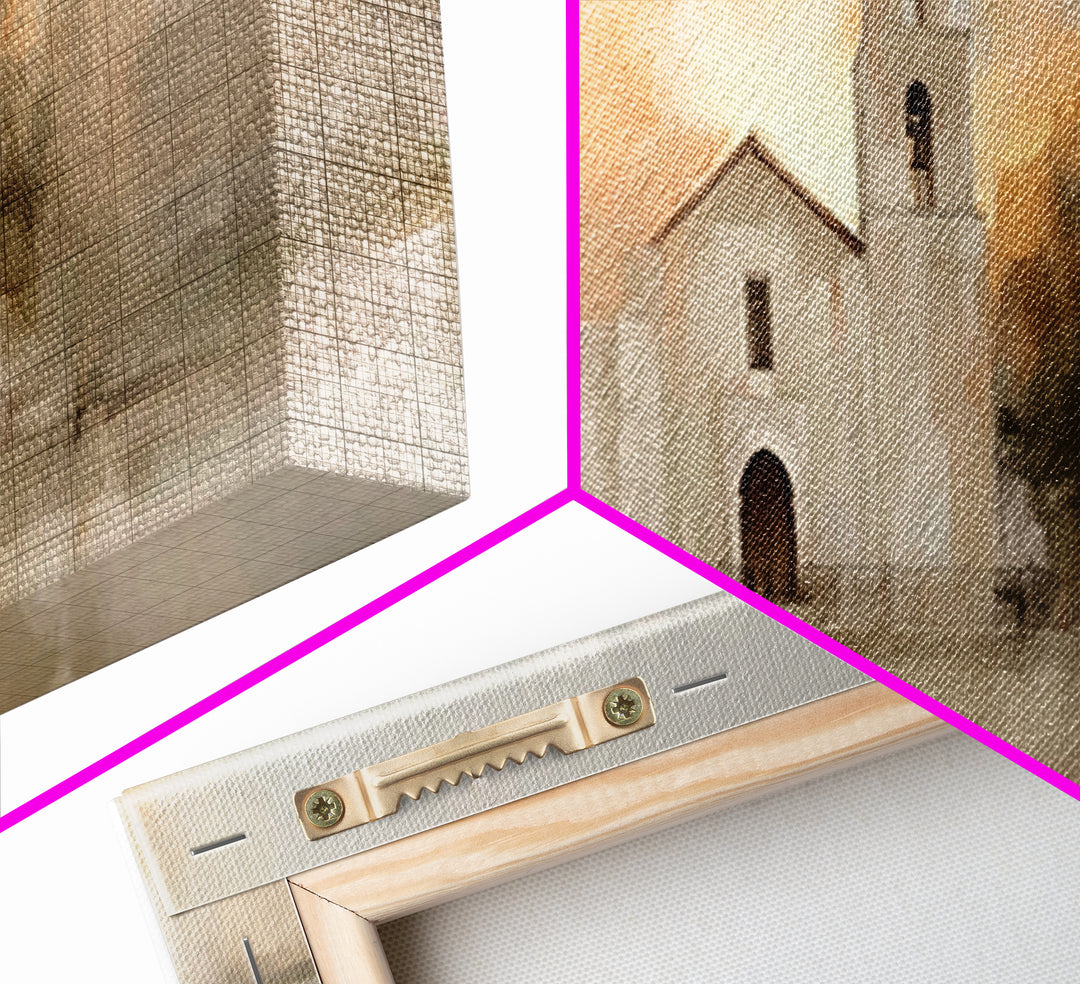 Mission At Sunset – Framed Canvas Print – Christian Art Canvas – Panoramic Painting – Christian Wall Art – Christmas Art – Jesus Painting