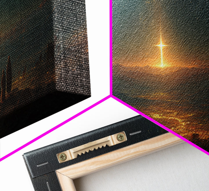 Eternal Dawn Cross – Framed Canvas Print – Panoramic Art – Christian Wall Art – Christmas Art – Christian Art Canvas – Christian Christmas