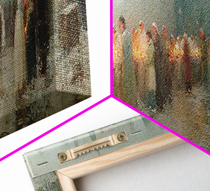 Candlelight Gathering Hope | Framed Canvas Print | Christian Wall Art | Panoramic Frame | Christian Art Canvas | Christmas Art | Faith Art