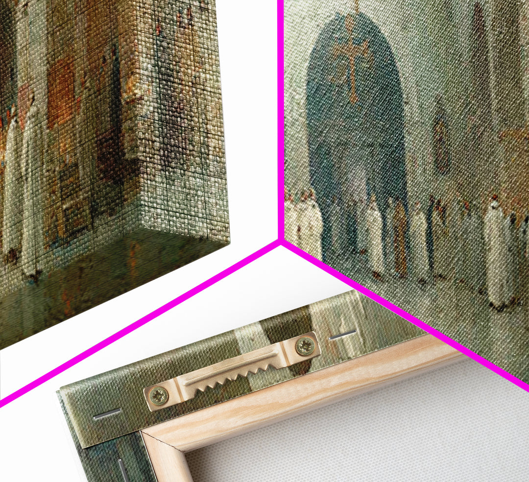 Monastic Gathering – Framed Canvas Print – Christian Art Canvas – Panoramic Frame – Christmas Art – Christian Decorations – Christian Paint