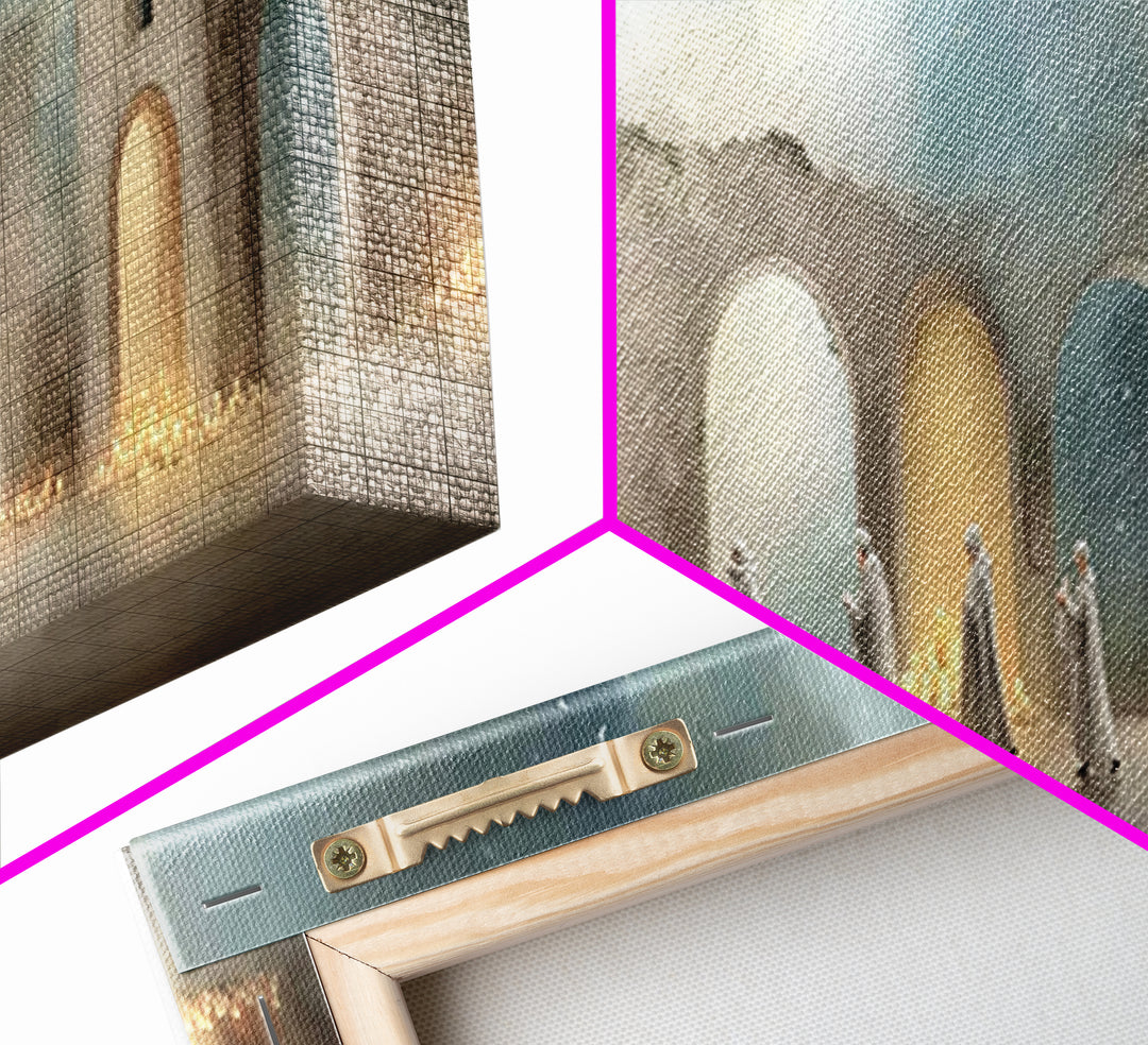 Heavenly Arches, Framed Canvas Print, Christian Art Canvas, Panoramic Wall Art, Christmas Art, Christian Painting, Christian Christmas Art