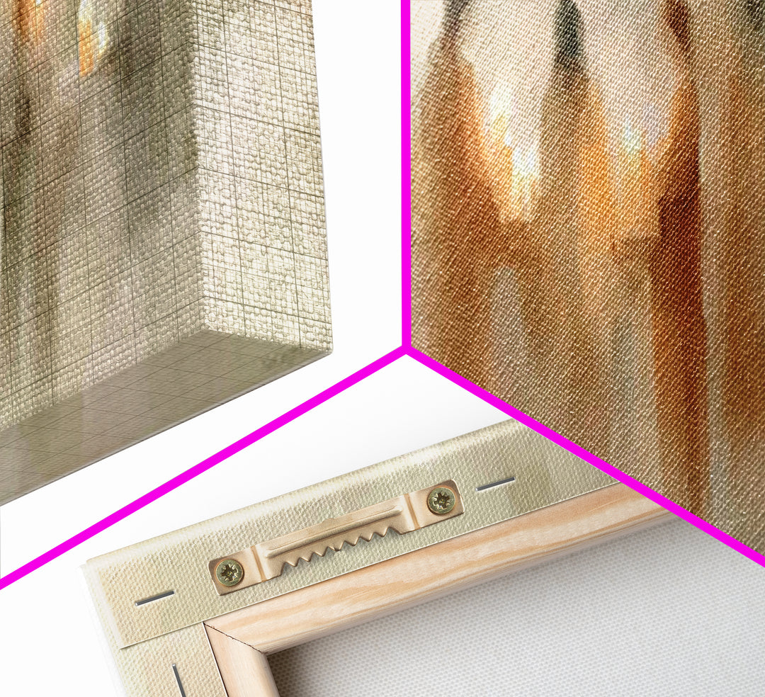 Silent Lantern Line – Framed Canvas Print – Christian Wall Art – Panoramic Painting – Christian Art Canvas – Faith Art – Christmas Art