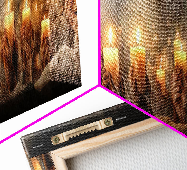 Uplifted Flame Tribute, Framed Canvas Print, Christian Wall Art, Panoramic Art, Christian Christmas Art, Christian Art Canvas, Prayer Art