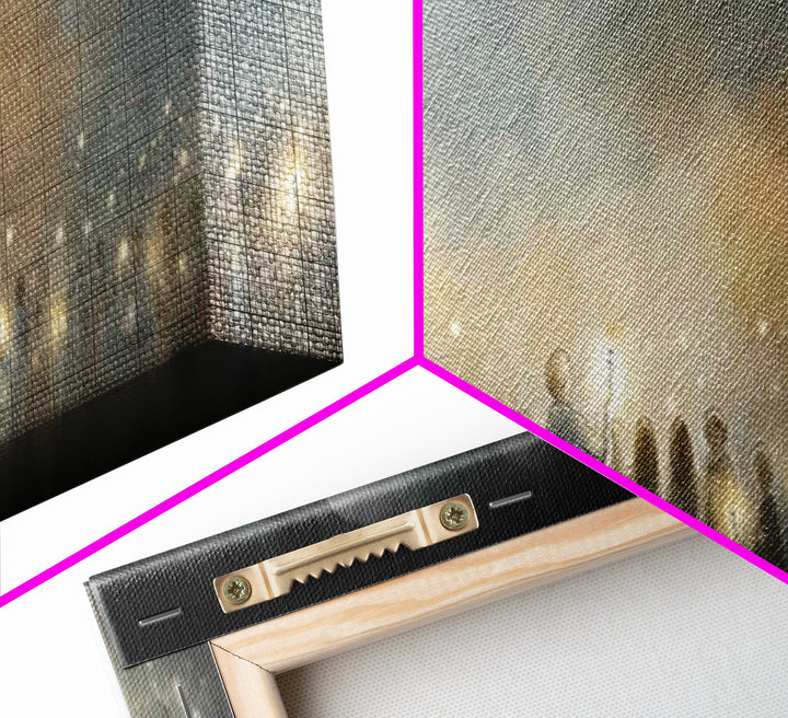 Twilight Candle Crowd | Framed Canvas Print | Christian Wall Art | Panoramic Frame | Christian Art Canvas | Christmas Art | Devotional Art