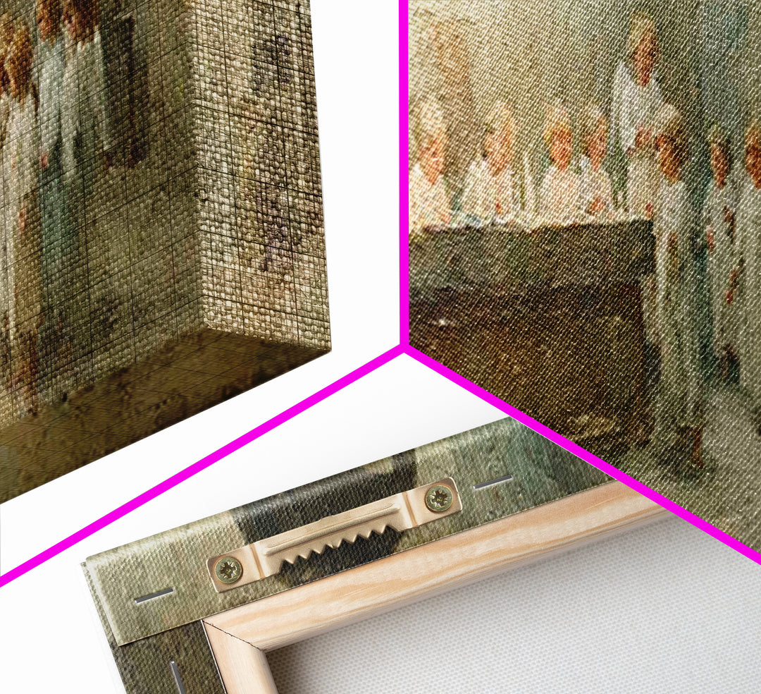 Angel Hall Gathering, Framed Canvas Print, Panoramic Art, Christian Wall Art, Christian Art Canvas, Christian Painting, vintage Christian a