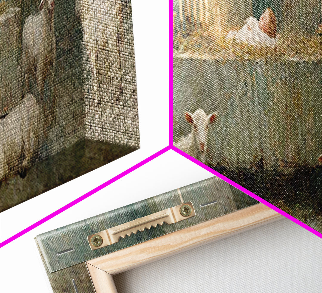 Quiet Stable Glory – Framed Canvas Print – Panoramic Art – Christian Wall Art – Christmas Wall Art – Christian Art Canvas – Vintage Christi