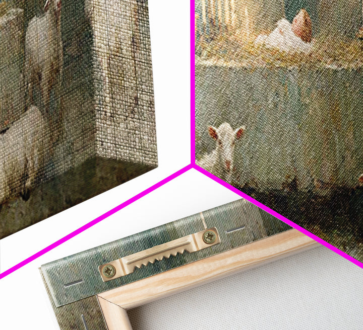 Quiet Stable Glory – Framed Canvas Print – Panoramic Art – Christian Wall Art – Christmas Wall Art – Christian Art Canvas – Vintage Christi