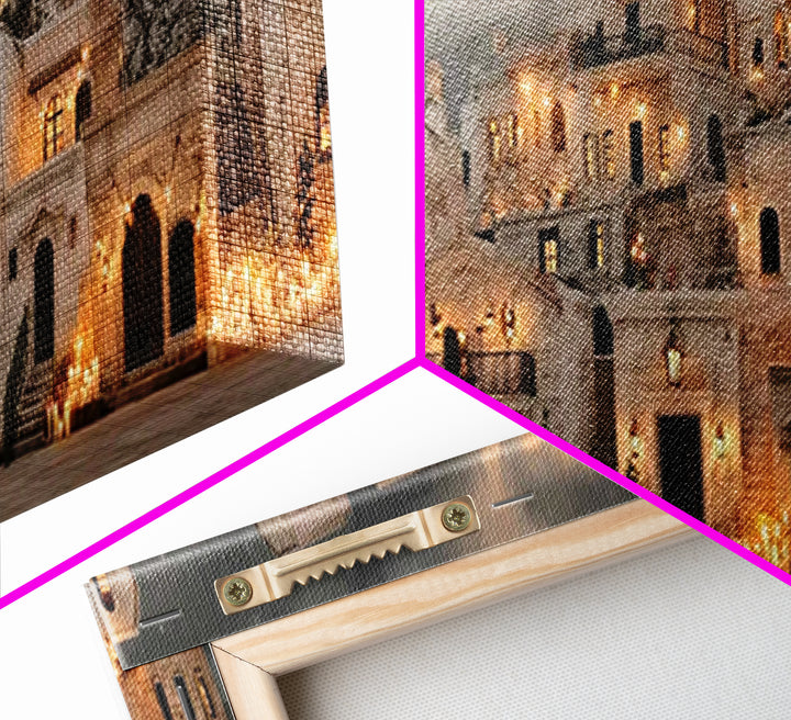 Holy City Dawn – Framed Canvas Print – Christian Christmas Art – Christian Wall Art – Christian Art Canvas – Panoramic Painting – Christmas