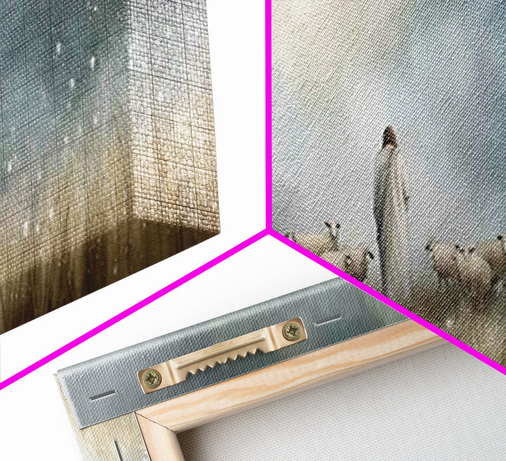 Pastoral Shepherd Light, Framed Canvas Print, Jesus Painting, Christian Wall Art, Panoramic Art, Christian Art Canvas, Christian Decoration
