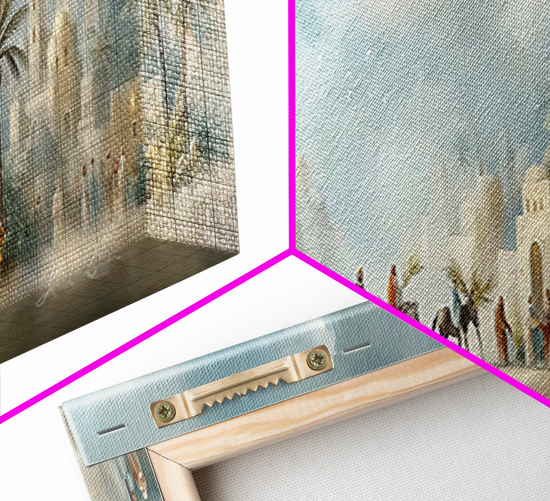 Desert Palm Caravan, Framed Canvas Print, Christian Art Canvas, Panoramic Art, Jesus Wall Art, Christian Decor, Christmas Canvas Wall Art