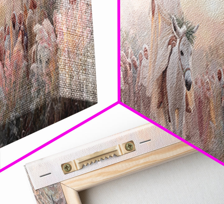 Palm Gate Welcome, Framed Canvas Print, Christian Painting, Panoramic Art, Jesus Canvas Art, Christian Christmas Art, Modern Christian Art