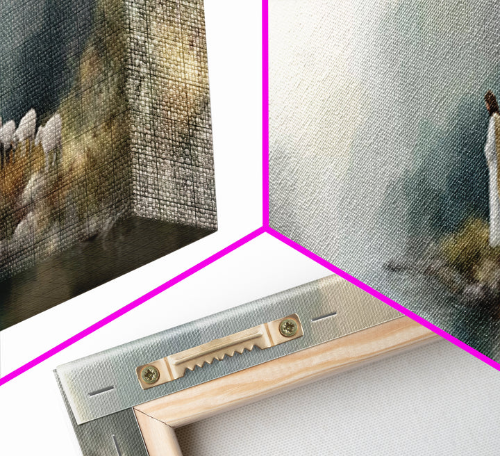 Shepherd's Quiet Path – Framed Canvas Print – Panoramic Frame – Jesus Painting – Christian Art Canvas – Christian Wall Art