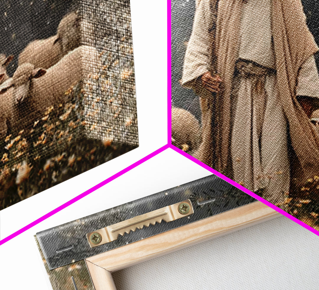 Guardian Of Lambs – Framed Canvas Print – Jesus Painting – Christian Art Canvas – Christian Wall Art – Christian Art – Christian Christmas