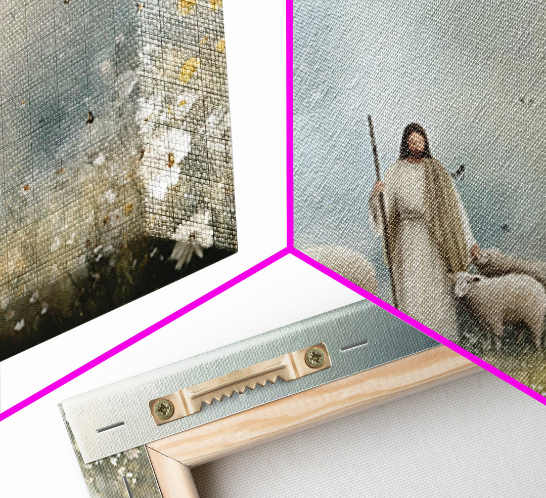 Shepherd’s Meadow – Framed Canvas Print – Christian Art Canvas – Christian Art – Jesus Painting – Christian Wall Art – Christian Christmas