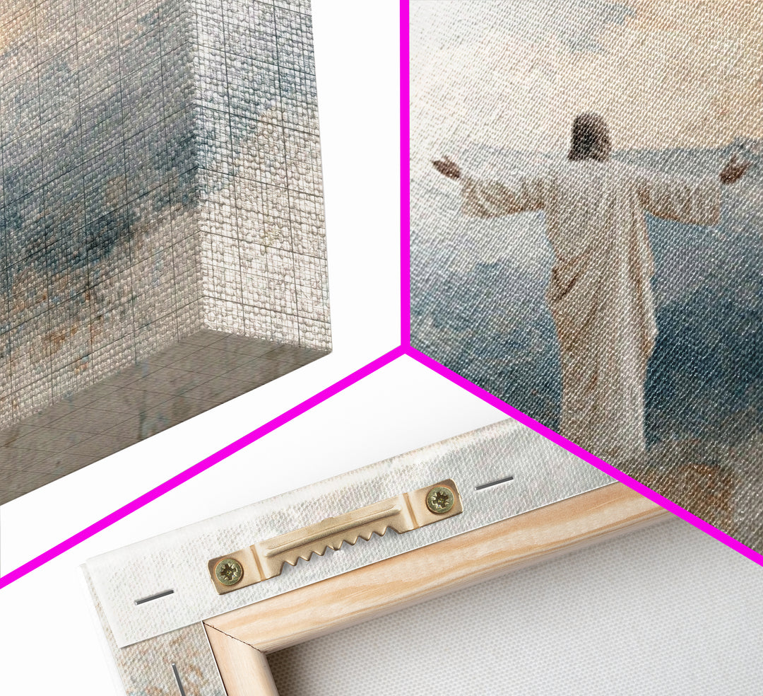 Mountain Dawn Savior – Framed Canvas Print – Christian Wall Art – Subtle Christian Art – Jesus Painting – Christian Art Canvas – Christian