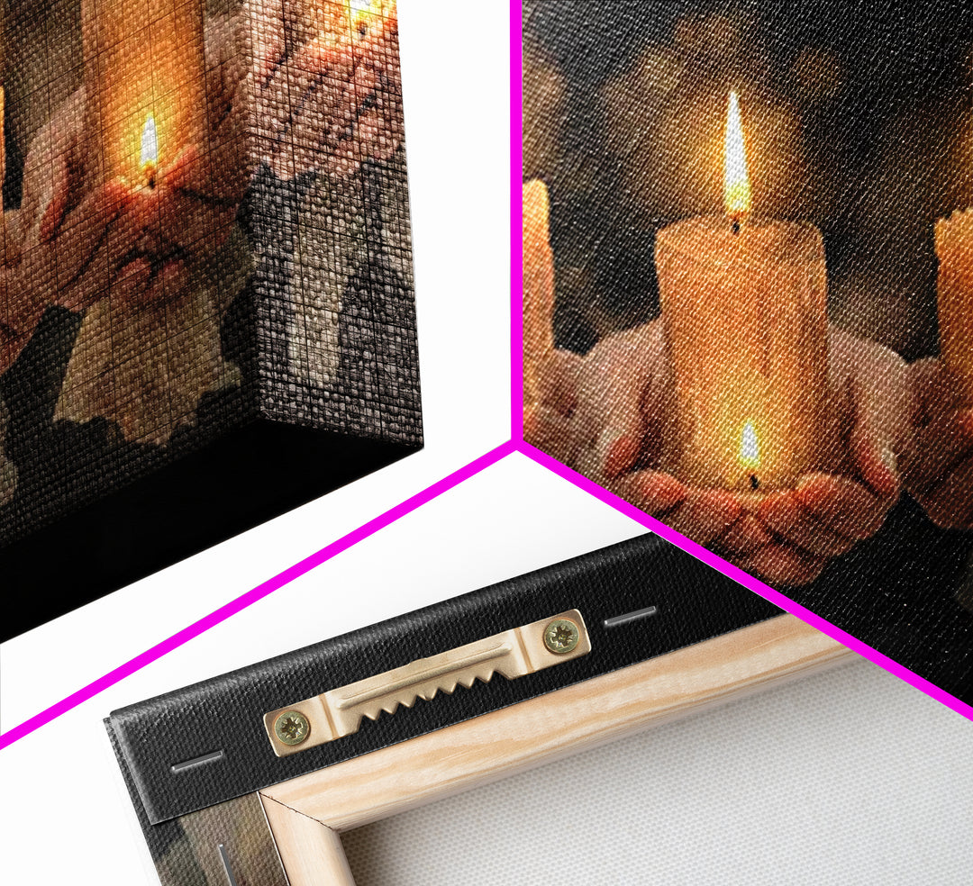 Holy Candle Line – Framed Canvas Print – Christian Wall Art – Christian Art Work – Christian Art Gift – Subtle Christian Art